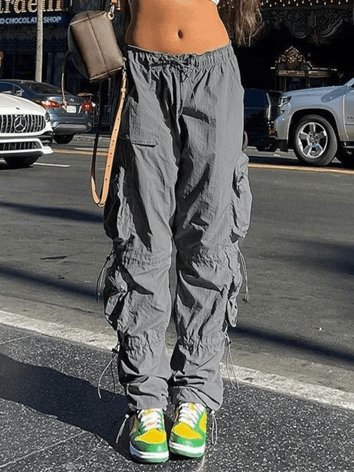 Pocket Patched Drawstring Cargo Pants AnotherChill