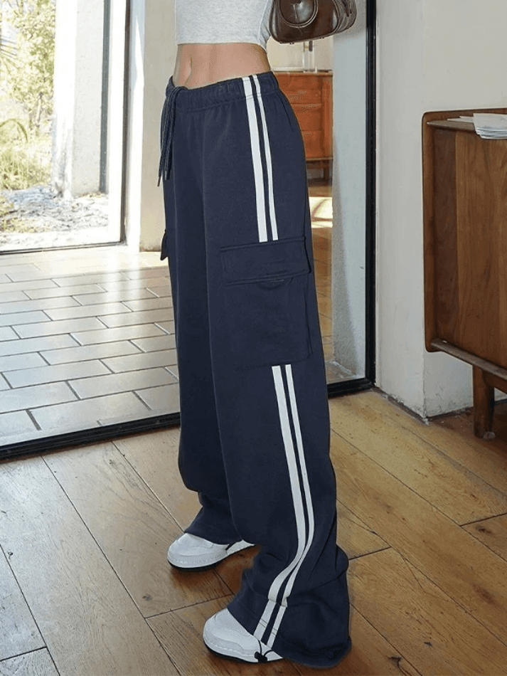 Pocket Side Stripe Baggy Sweatpants - AnotherChill