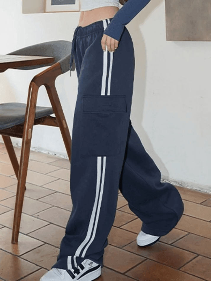 Pocket Side Stripe Baggy Sweatpants - AnotherChill