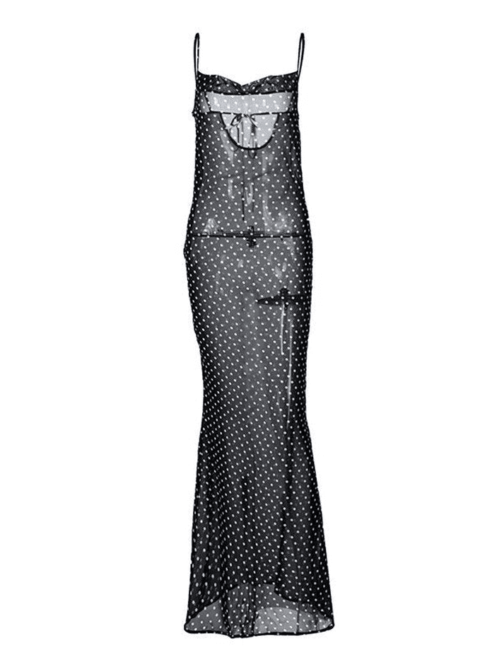 Polka Dot Sheer Mesh Maxi Dress - AnotherChill