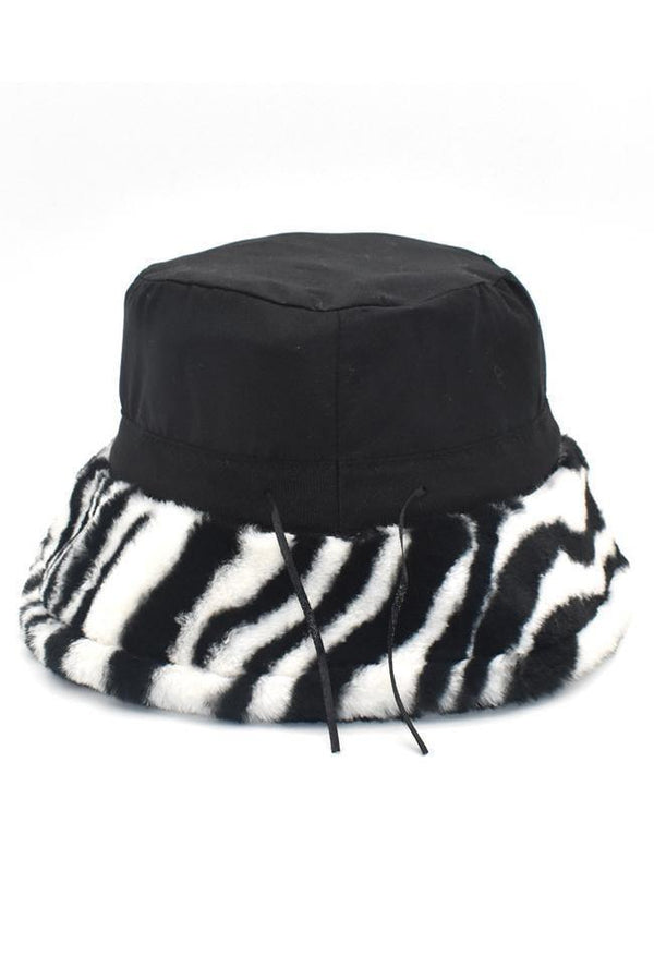 Printed Fuzzy Warm Bucket Hat - AnotherChill