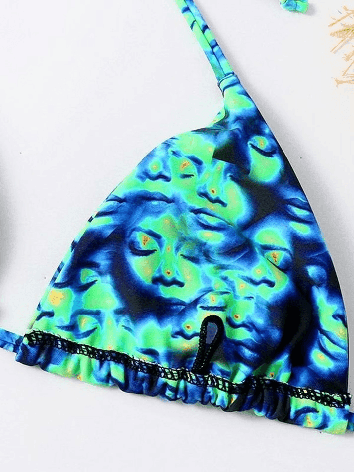 Psychedelic Print Halter Bikini Set - AnotherChill