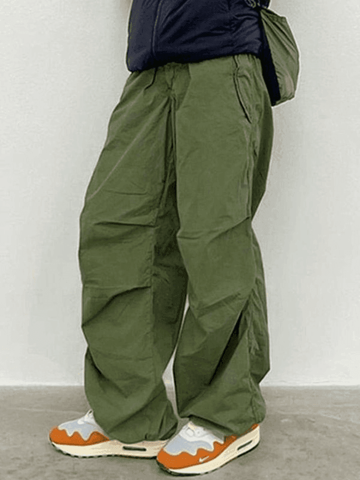 Relaxed Drawstring Low Waist Cargo Pants - AnotherChill