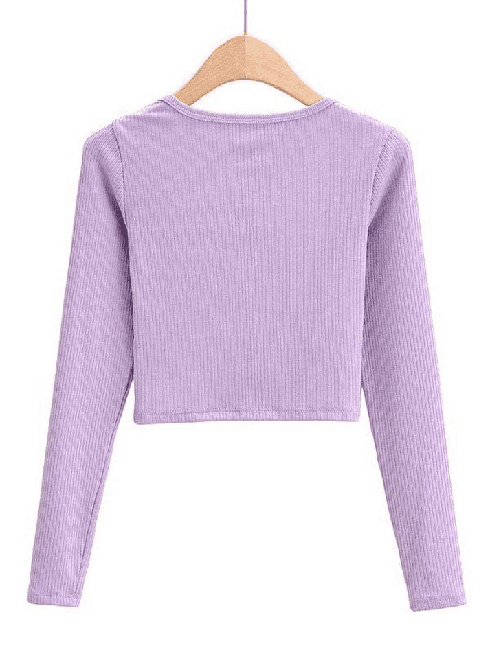 Rib Knit Long Sleeve Crop Top - AnotherChill