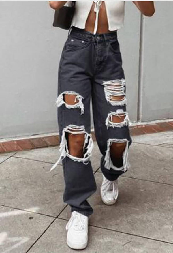 Ripped High Waist Boyfriend Jeans - AnotherChill