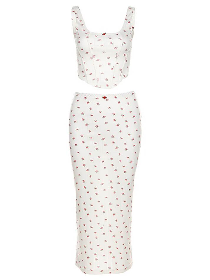 Rosebud Soft Ribbed Midi Skirt Set - AnotherChill