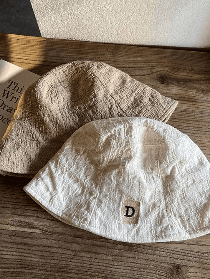 Ruched Letter Embroidery Bucket Hat - AnotherChill