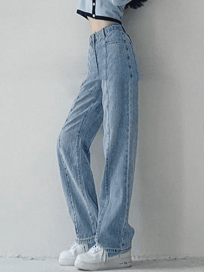 Seam Detail Washed Boyfriend Jeans - AnotherChill