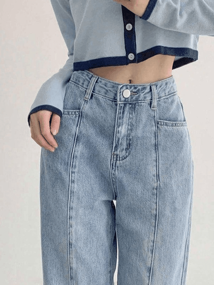 Seam Detail Washed Boyfriend Jeans - AnotherChill