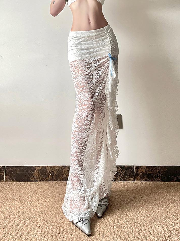 See Through Lace Midi Skirt - AnotherChill