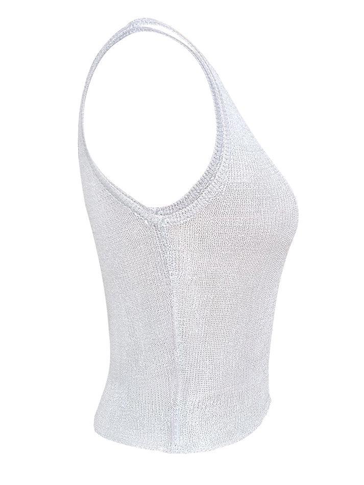 Semi Sheer Metallic Tank Top - AnotherChill