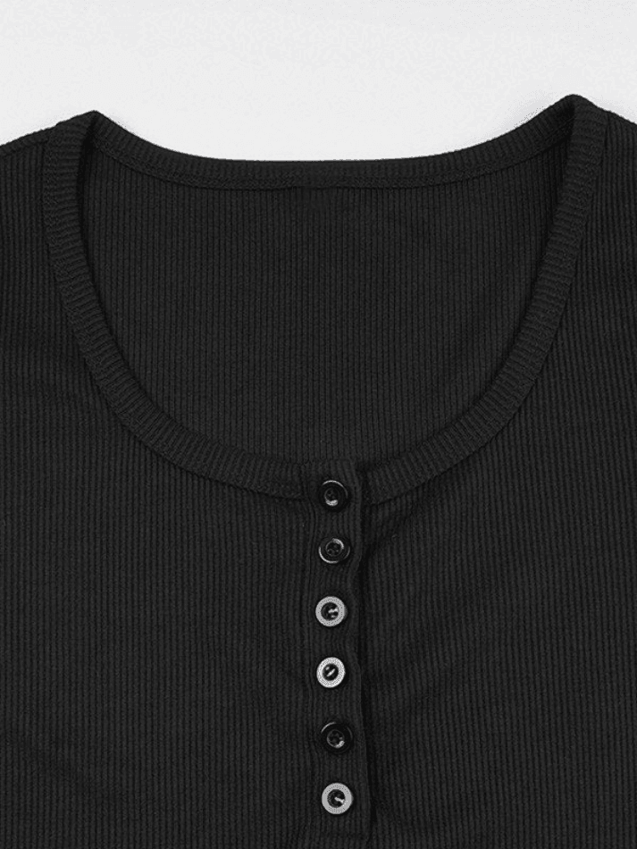 Short Sleeve Button Up Ribbed Top - AnotherChill