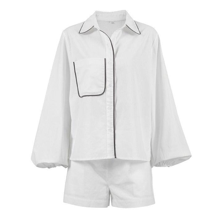 Simple Perfection Button-Up White Top & Shorts Set - AnotherChill