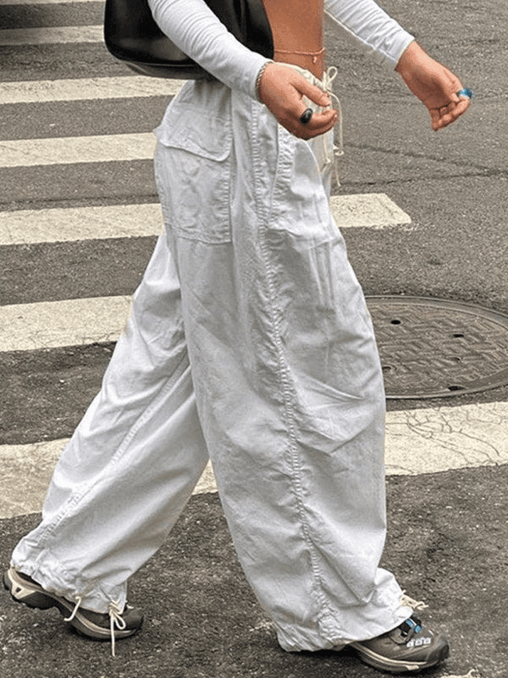 Size Friendly Low Waist Parachute Cargo Pants - AnotherChill