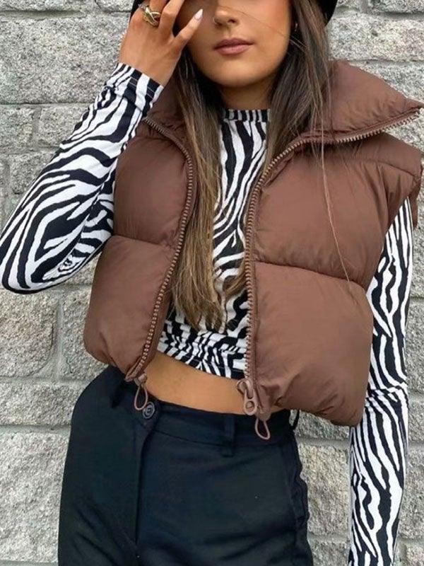 Sleeveless Cropped Puffer Jacket - AnotherChill