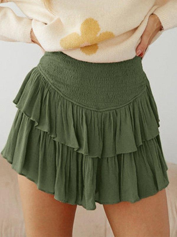 Smock Tiered Ruffle Mini Skirt - AnotherChill