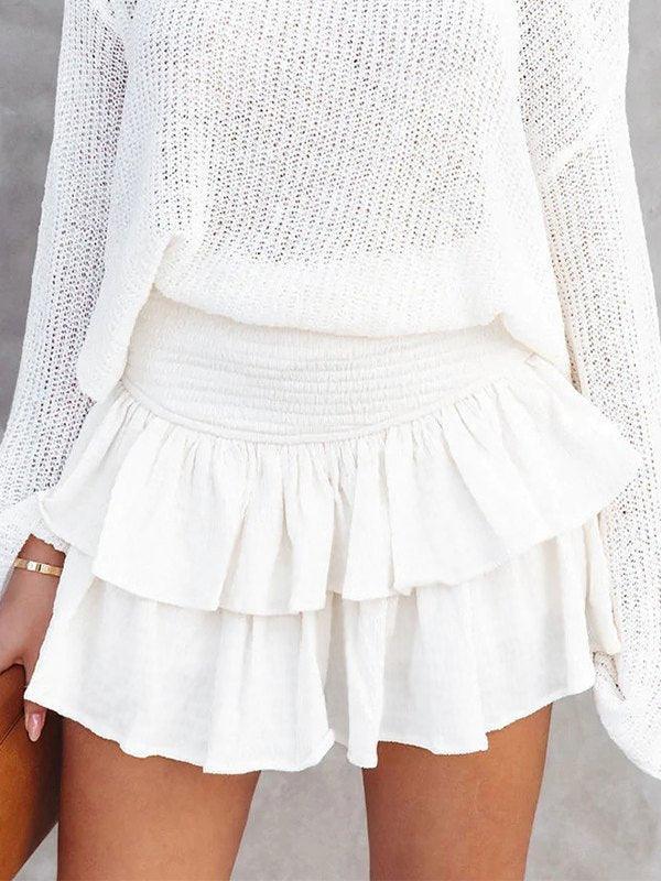Smock Tiered Ruffle Mini Skirt - AnotherChill