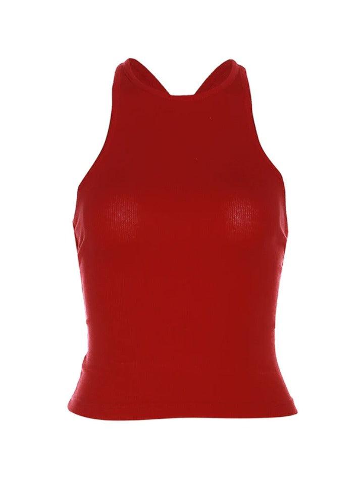 Solid Color Backless Cropped Tank Top - AnotherChill