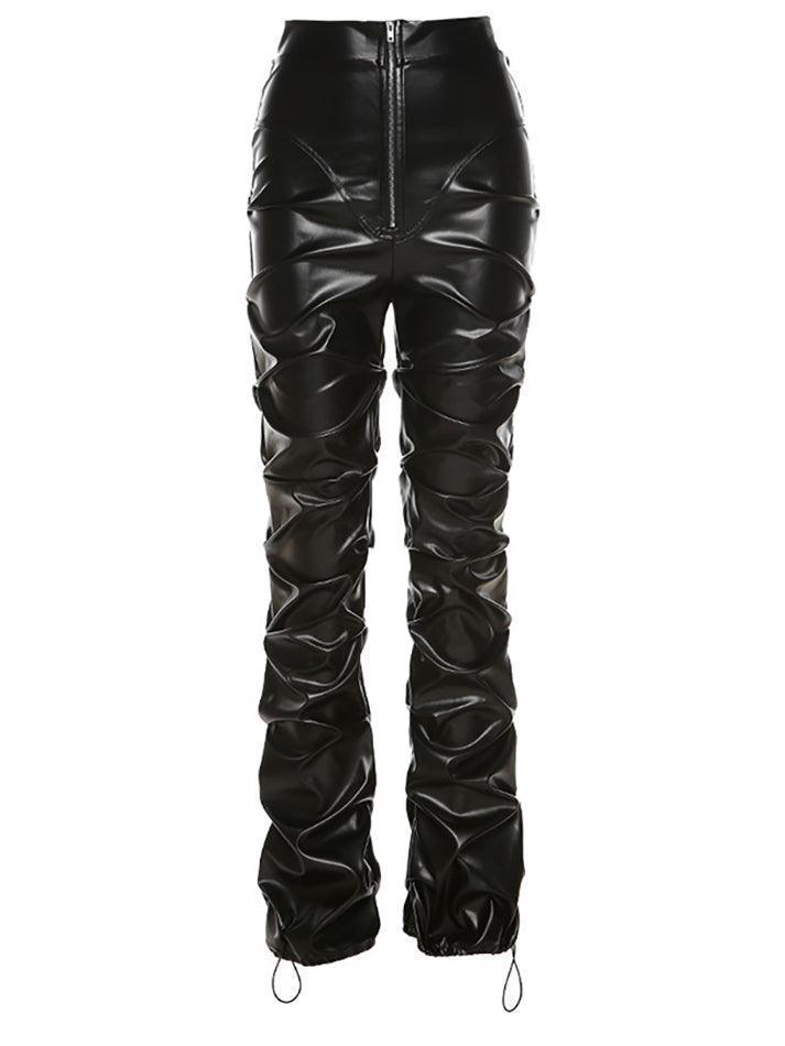 Stacked Pu Leather Pants - AnotherChill