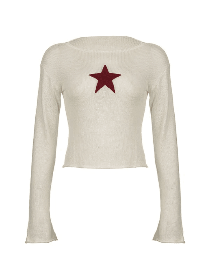 Star Crochet Knit Cropped Knit Top - AnotherChill