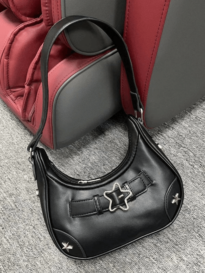 Star Embellish Pu Leather Shoulder Bag - AnotherChill