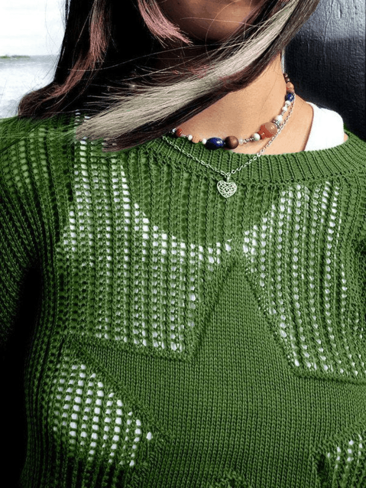 Star Jacquard Crochet Knit Top - AnotherChill