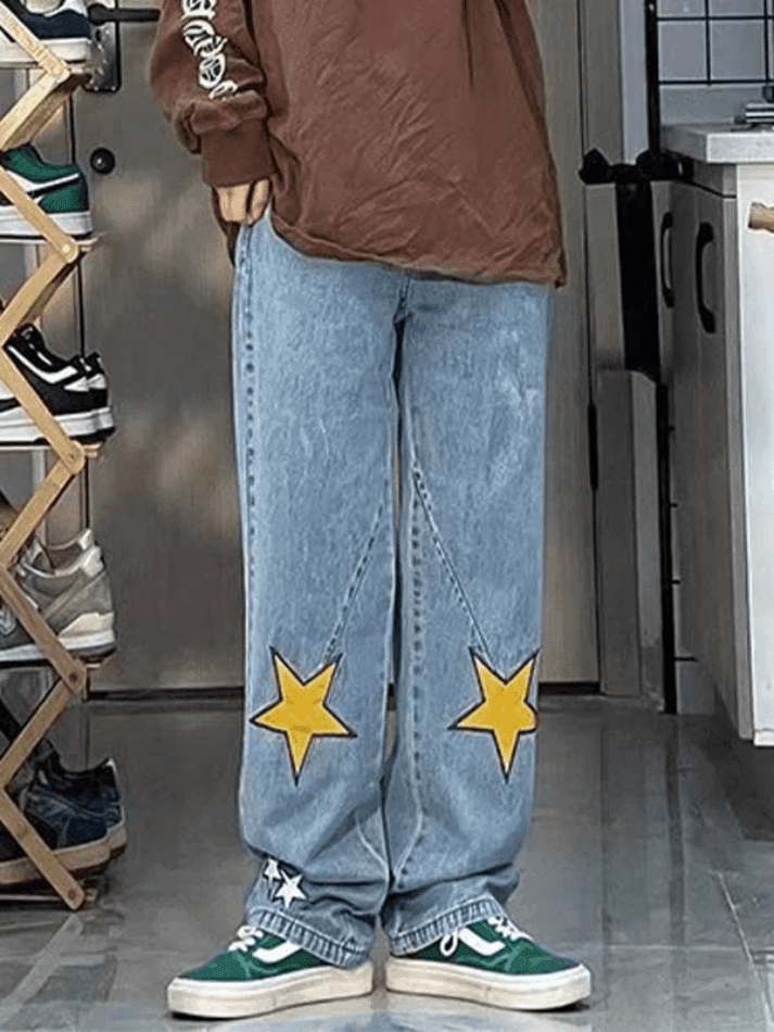 Star Patch Straight Leg Boyfriend Jeans - AnotherChill