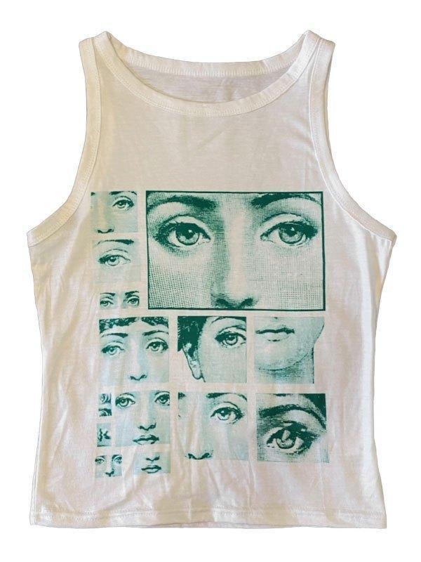 Staring Eye Graphic Crop Tank Top - AnotherChill