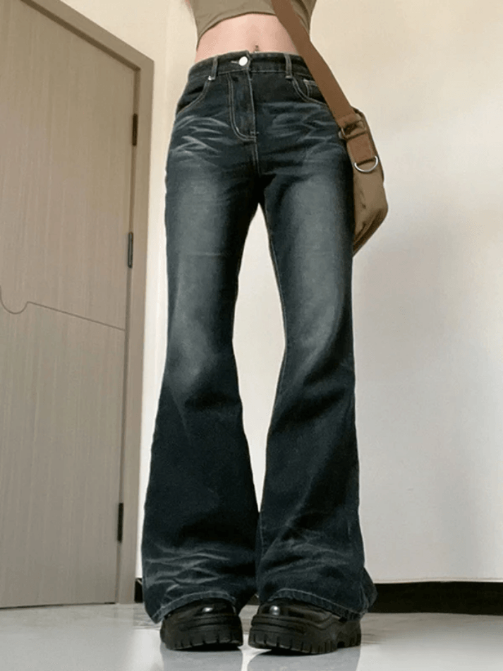 Street Vintage Washed Gradient Bootcut Jeans - AnotherChill