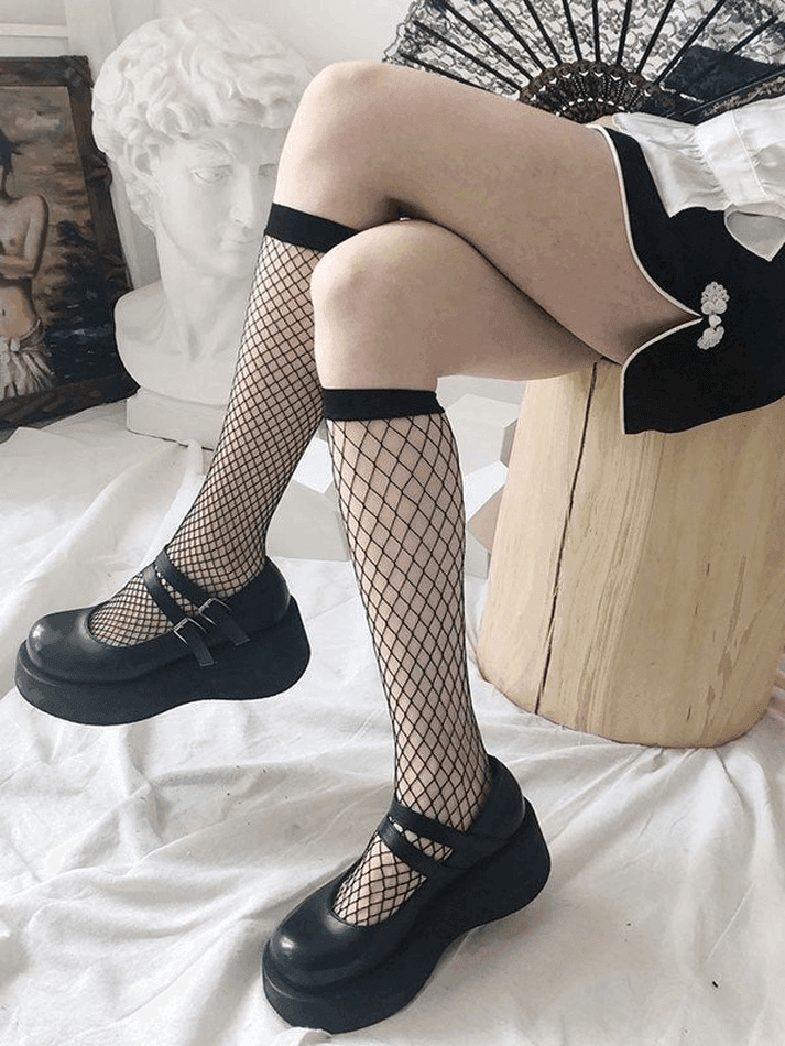 Stretch Fishnet Crew Socks - AnotherChill