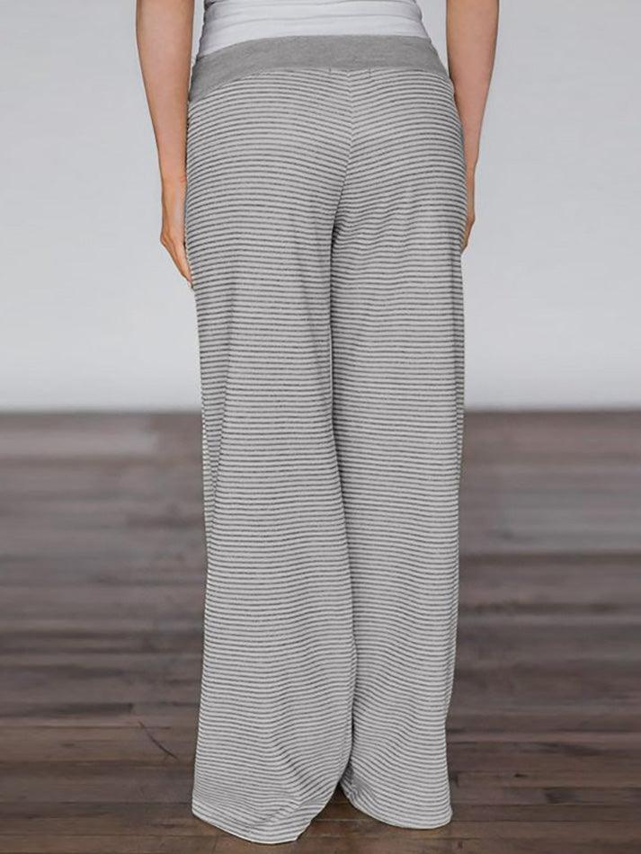 Striped Contrast Loose Fit Straight-Leg Sweatpants - AnotherChill