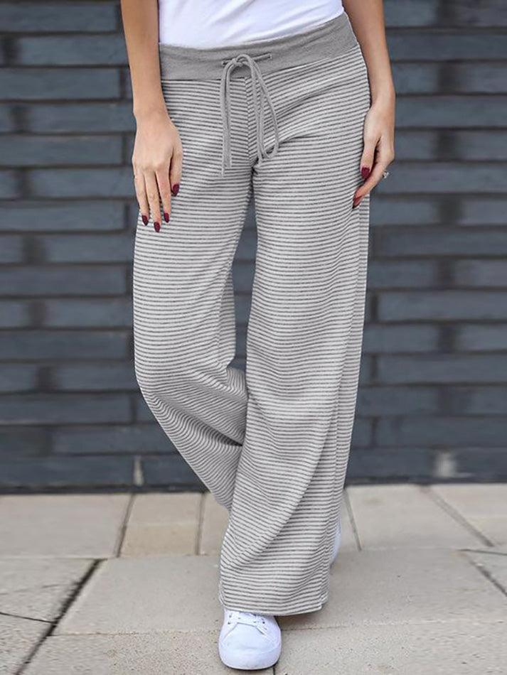 Striped Contrast Loose Fit Straight-Leg Sweatpants - AnotherChill