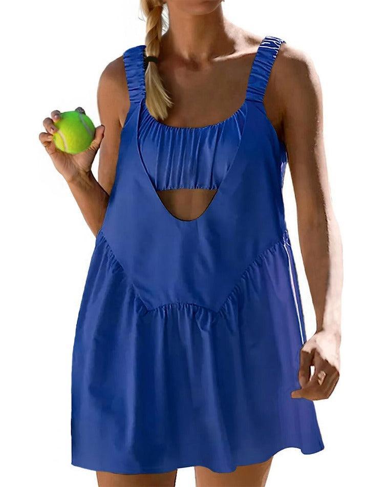 Tennis Workout Mini Dress Built-In Bra and Shorts - AnotherChill