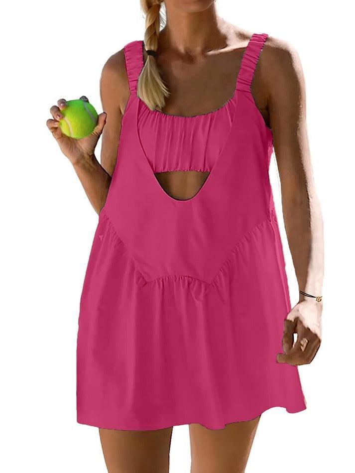 Tennis Workout Mini Dress Built-In Bra and Shorts - AnotherChill