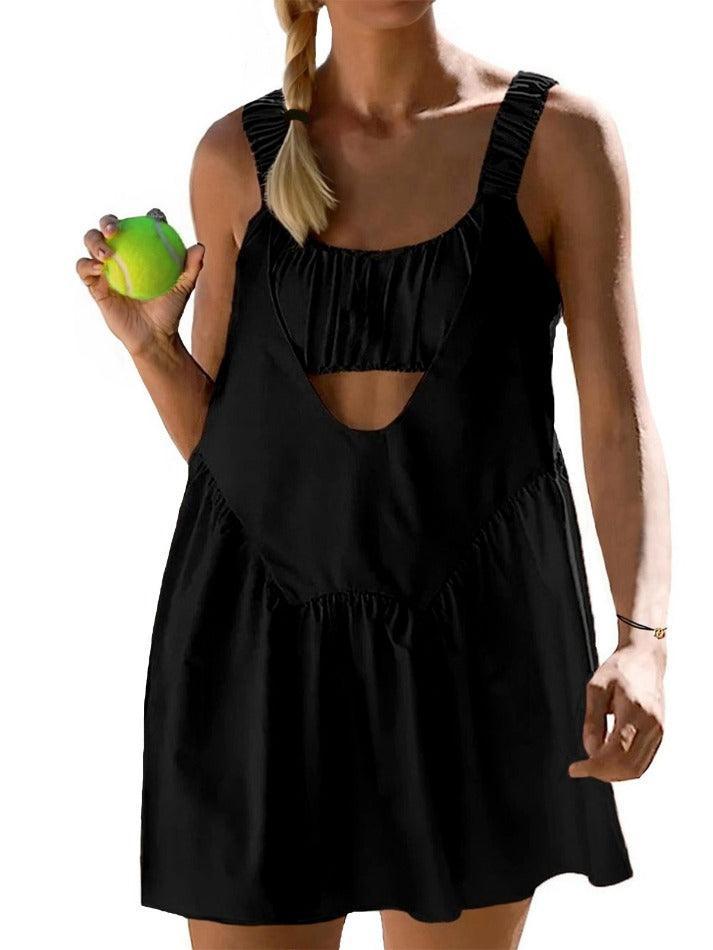 Tennis Workout Mini Dress Built-In Bra and Shorts - AnotherChill