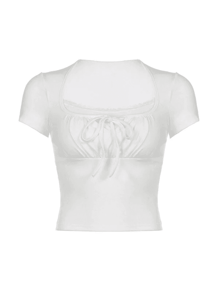 Tie Front White Crop Top - AnotherChill