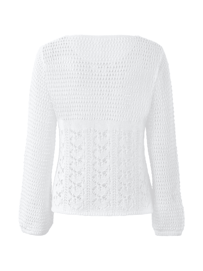 Tie Front White Open Knit Top - AnotherChill