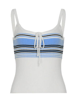 Tie-Stripe Contrast U-Neck Cami Top - AnotherChill