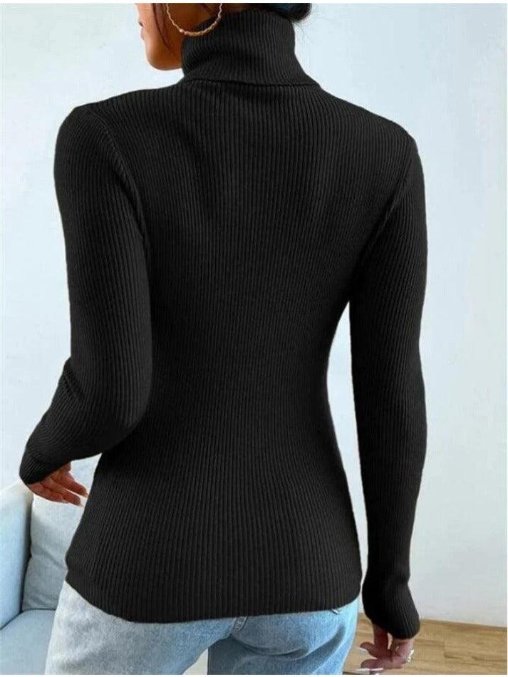 Turtleneck Ribbed Knit Sweater - AnotherChill