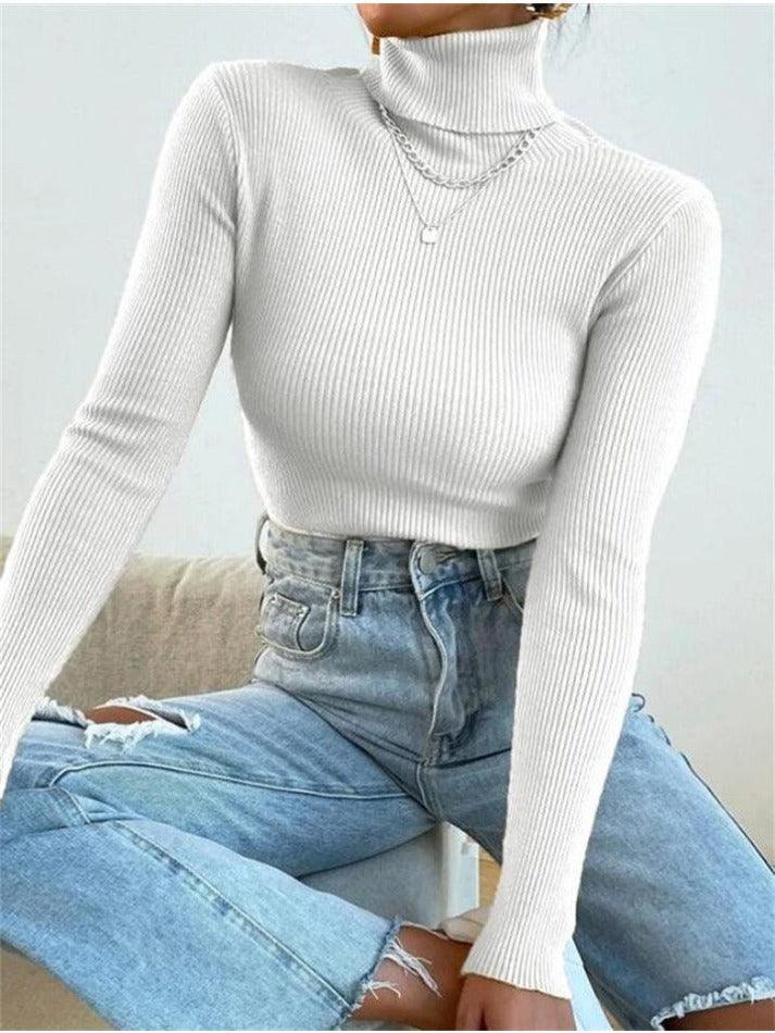 Turtleneck Ribbed Knit Sweater - AnotherChill