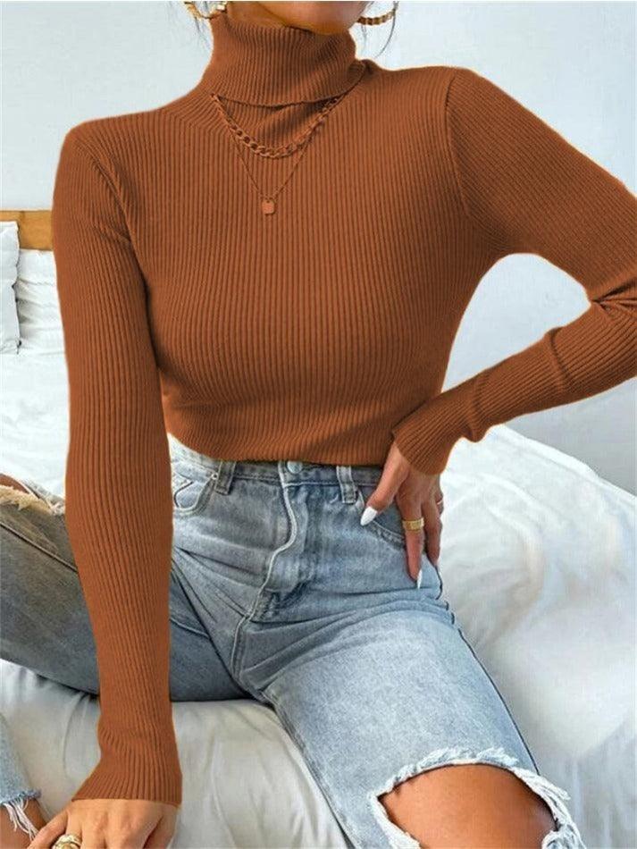 Turtleneck Ribbed Knit Sweater - AnotherChill