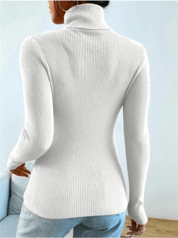 Turtleneck Ribbed Knit Sweater - AnotherChill