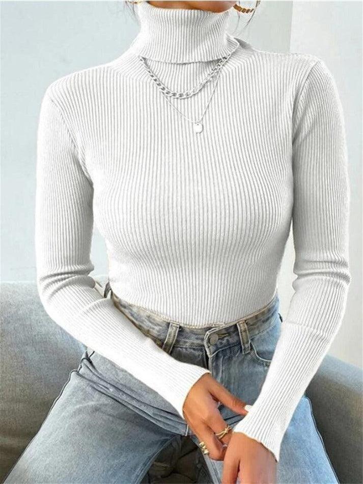 Turtleneck Ribbed Knit Sweater - AnotherChill