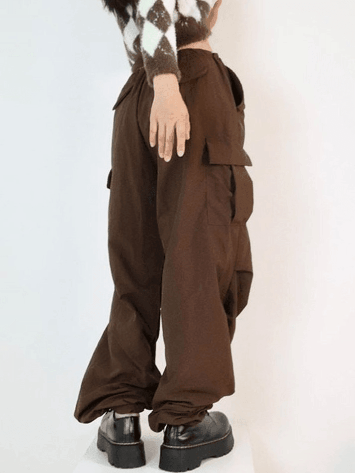 Vintage Brown Baggy Parachute Cargo Pants - AnotherChill