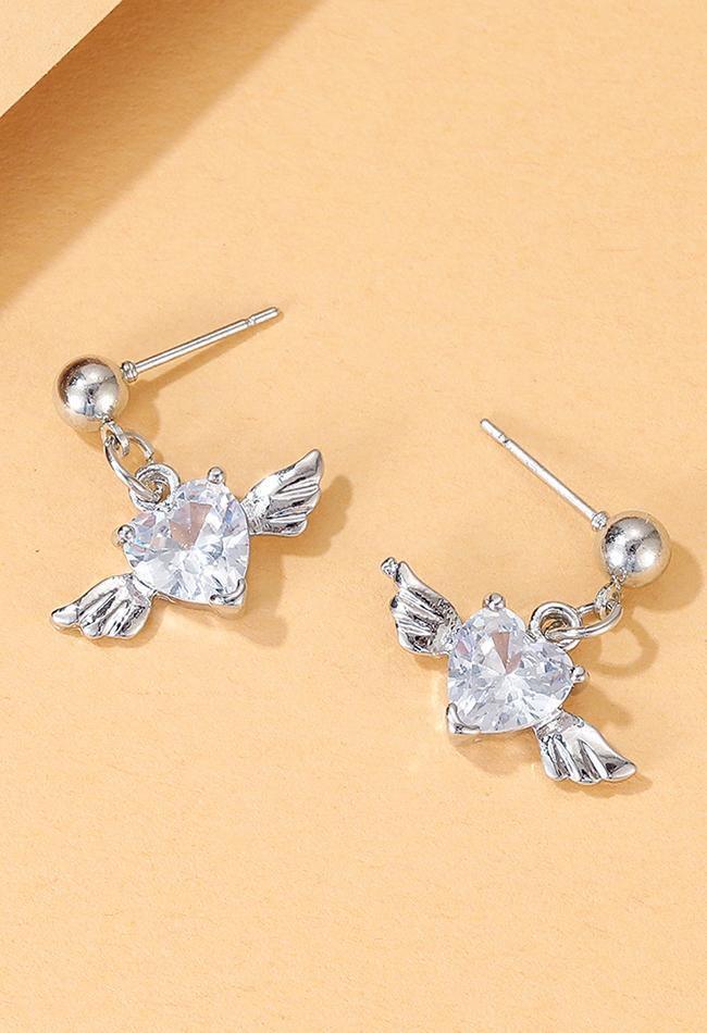 Vintage Cherub Wing Rhinestone Earrings - AnotherChill