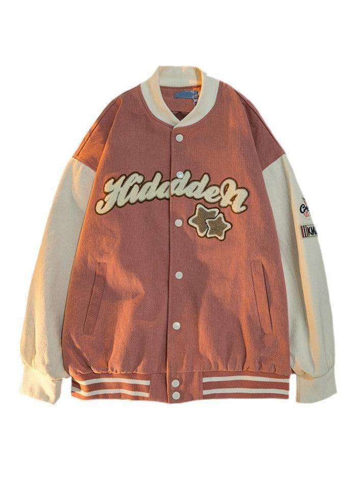 Vintage Embroidery Varsity Jacket - AnotherChill