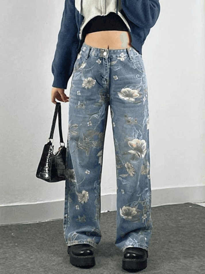 Vintage Floral Baggy Boyfriend Jeans - AnotherChill