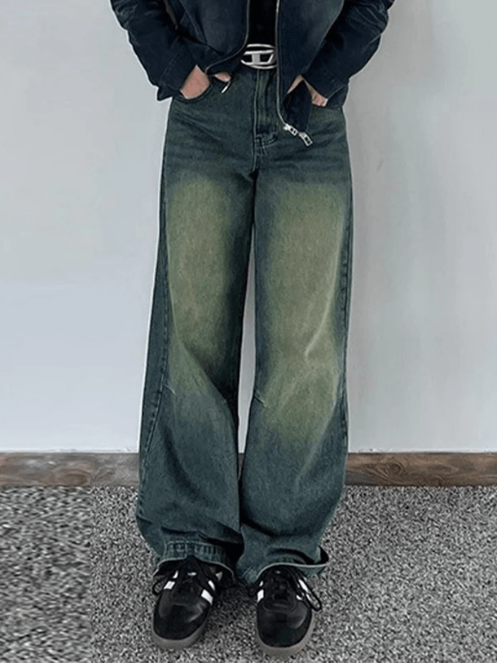 Vintage Gradient Wash Straight Leg Jeans - AnotherChill