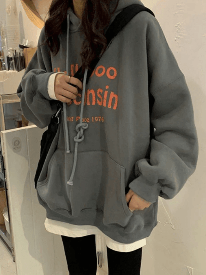 Vintage Gray Pullover Graphic Hoodie - AnotherChill