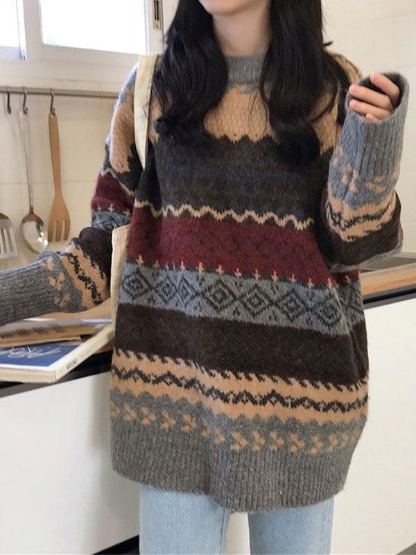 Vintage Jacquard Knit Sweater - AnotherChill